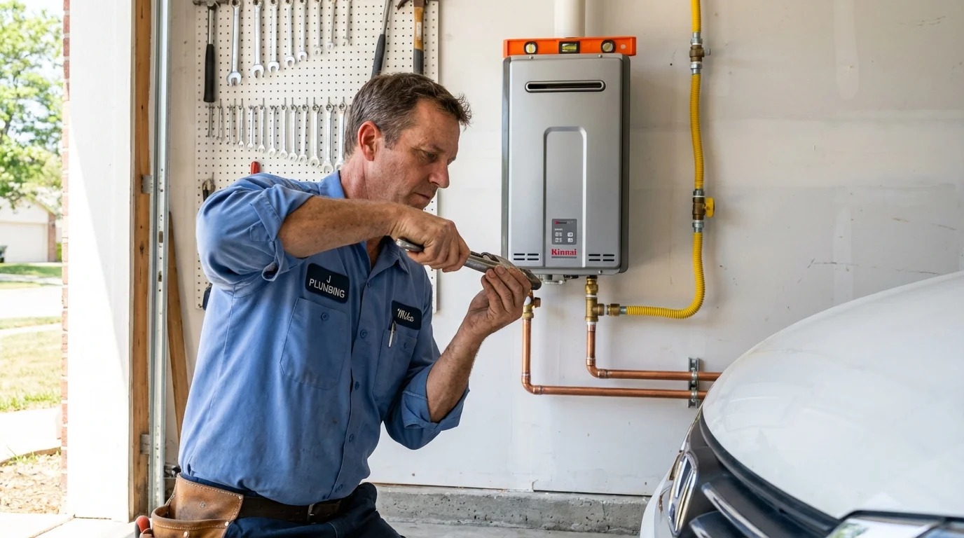 Tankless water heater installation by a Johns Plumbing LLC plumber in Brownville